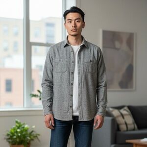 Goodfellow Dark Gray Flannel Button-Down Shirt Men’s Size SMALL